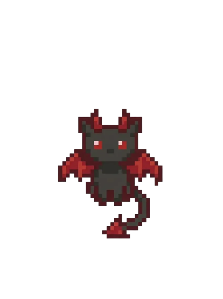 The ScreenYeet cat — a small black cat with devil horns, looking pleased with itself